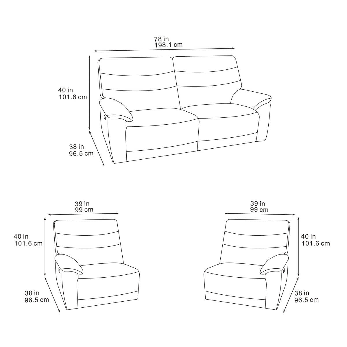 Toledo Grey 3 Seater Power Recliner Sofa