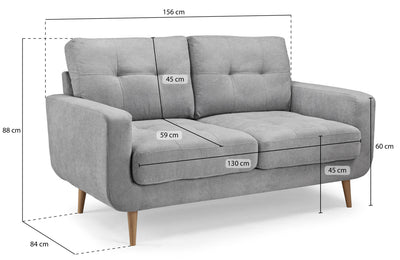 Alara Grey 2 Seater Sofa
