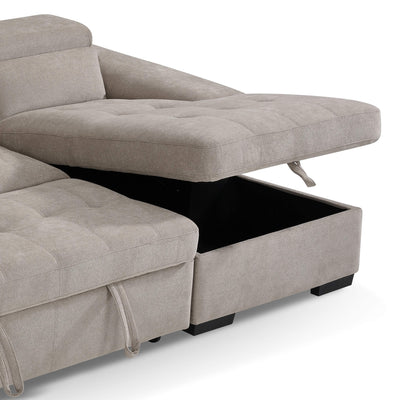 Alaya Beige U Shape Corner Sofa Bed