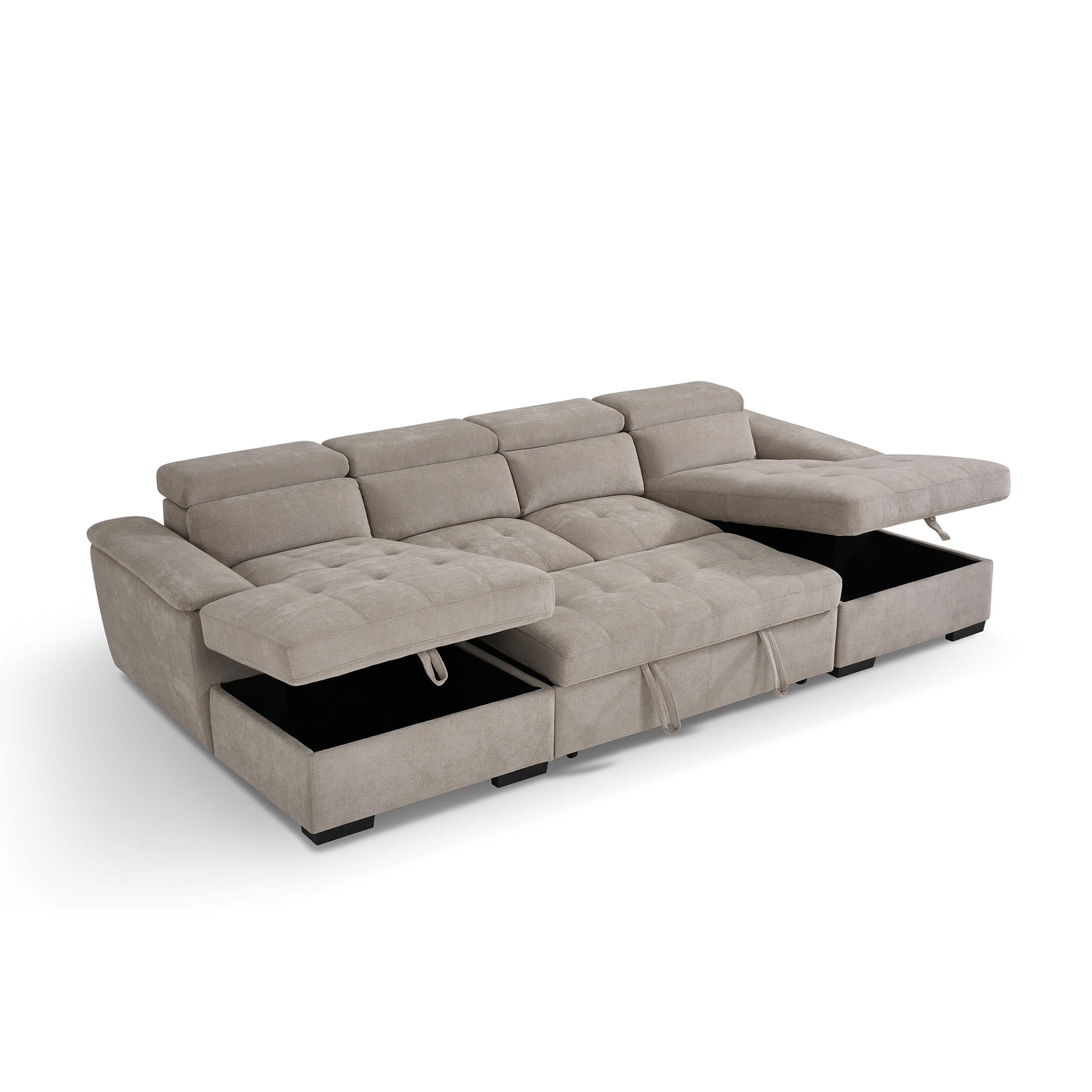 Alaya Beige U Shape Corner Sofa Bed