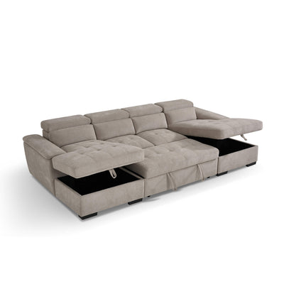 Alaya Beige U Shape Corner Sofa Bed