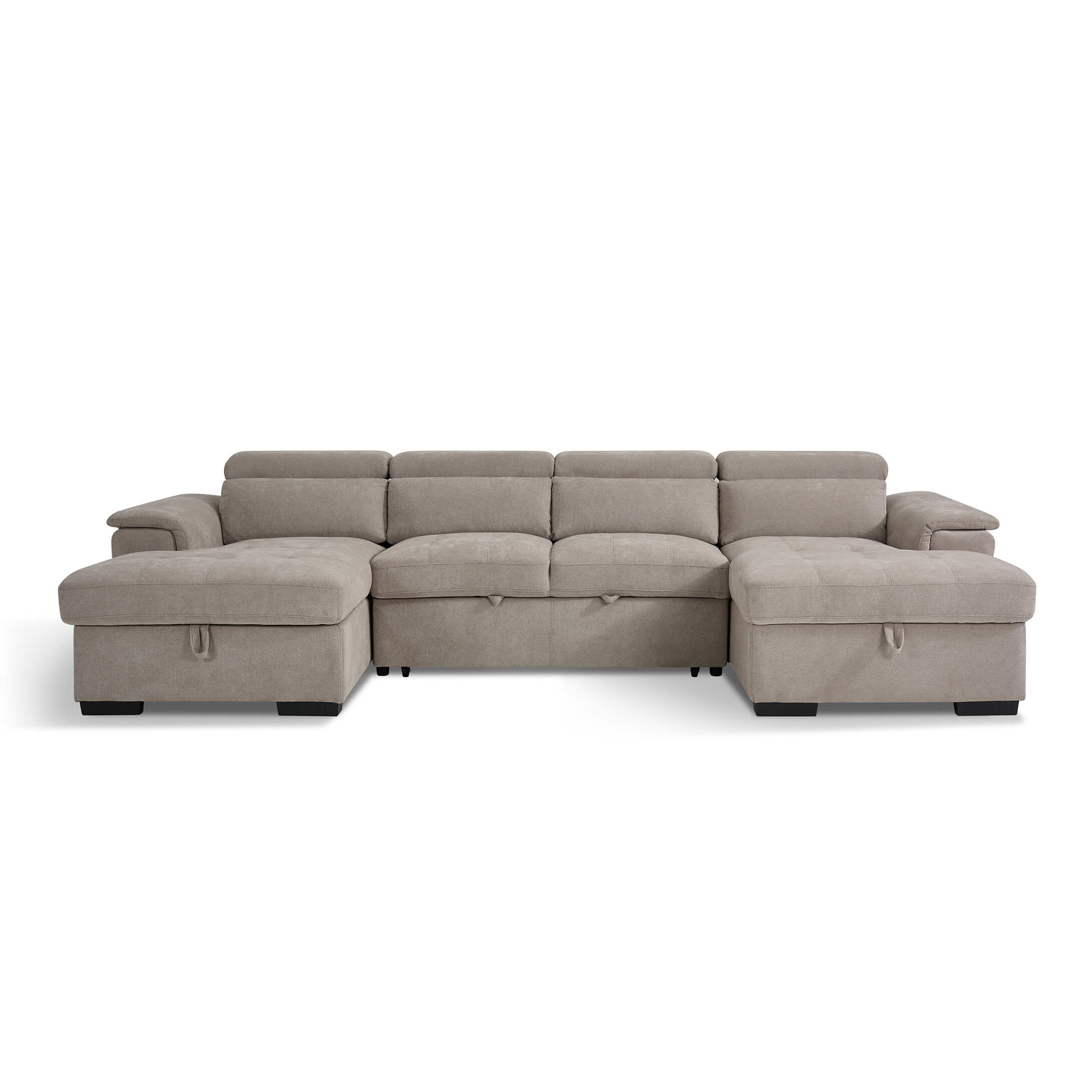 Alaya Beige U Shape Corner Sofa Bed