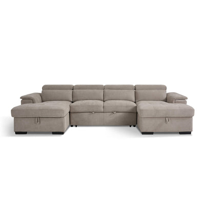 Alaya Beige U Shape Corner Sofa Bed