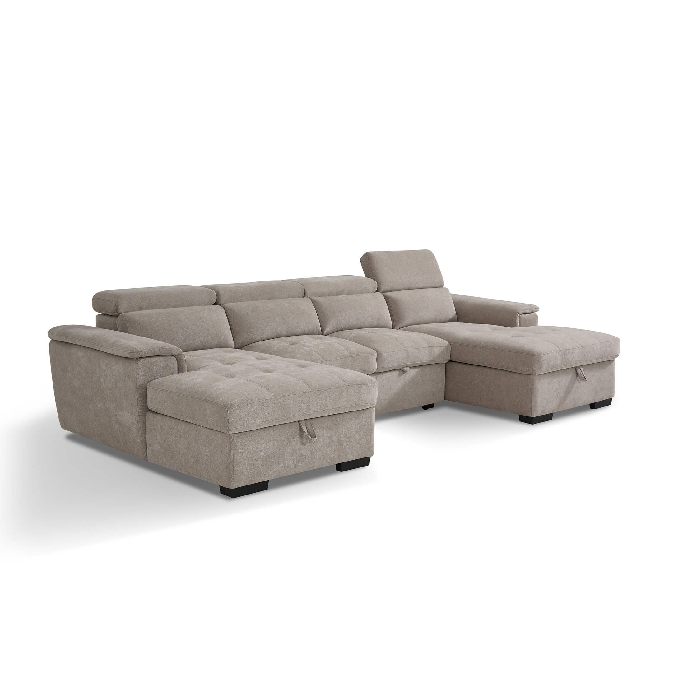 Alaya Beige U Shape Corner Sofa Bed