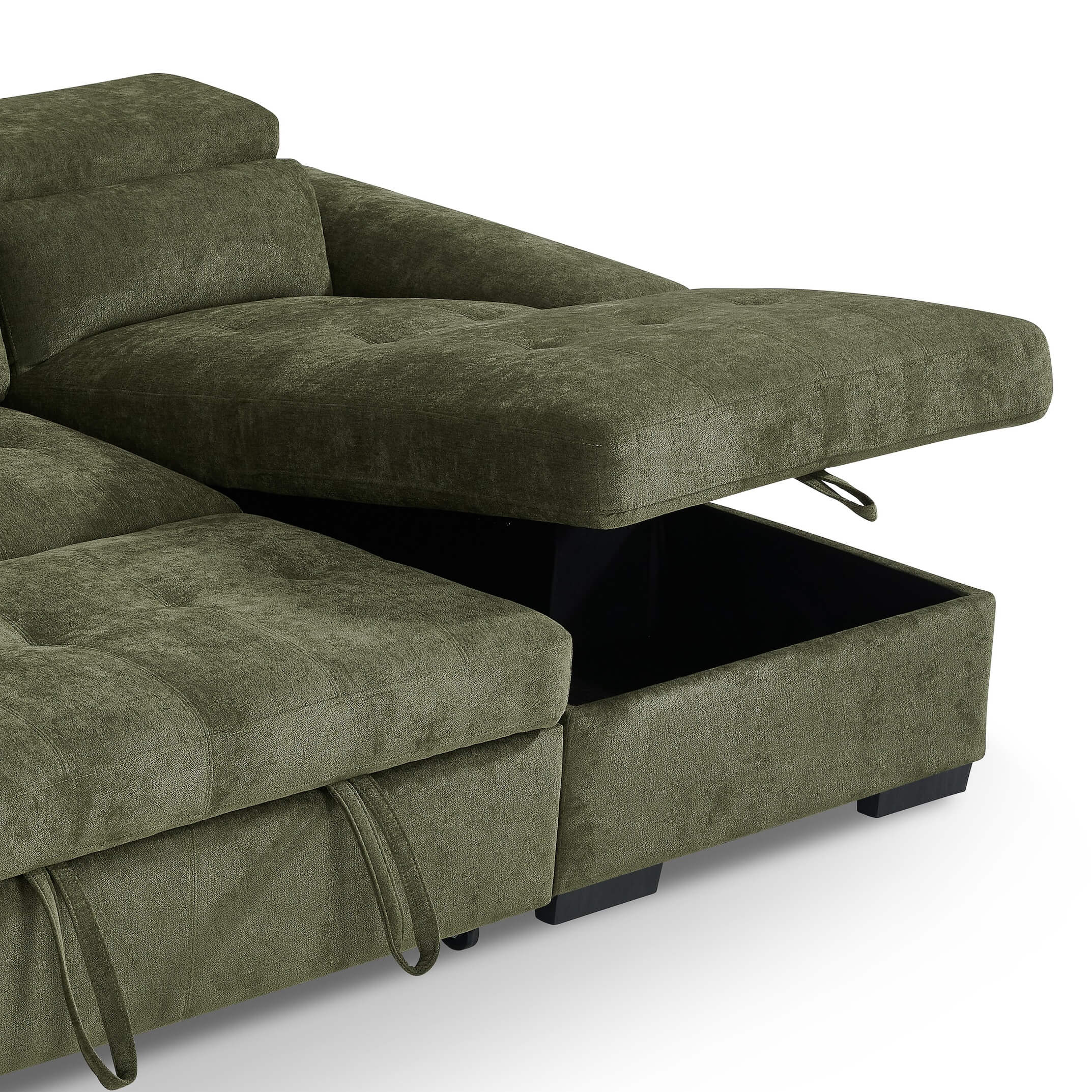 Alaya Green U Shape Corner Sofa Bed