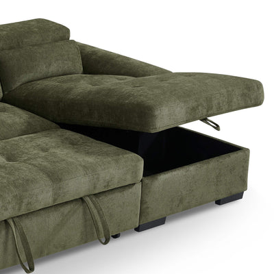 Alaya Green U Shape Corner Sofa Bed