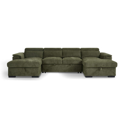 Alaya Green U Shape Corner Sofa Bed