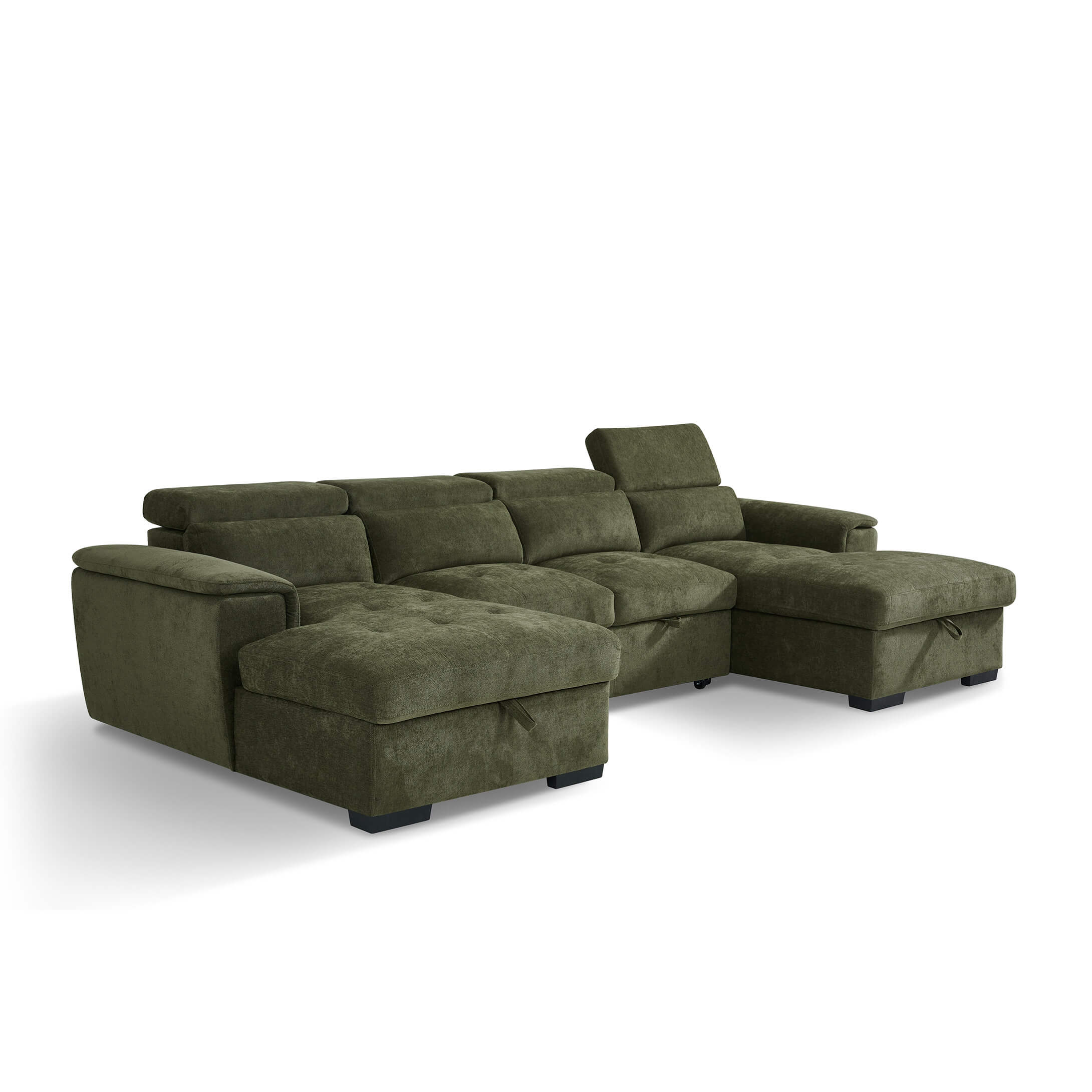 Alaya Green U Shape Corner Sofa Bed