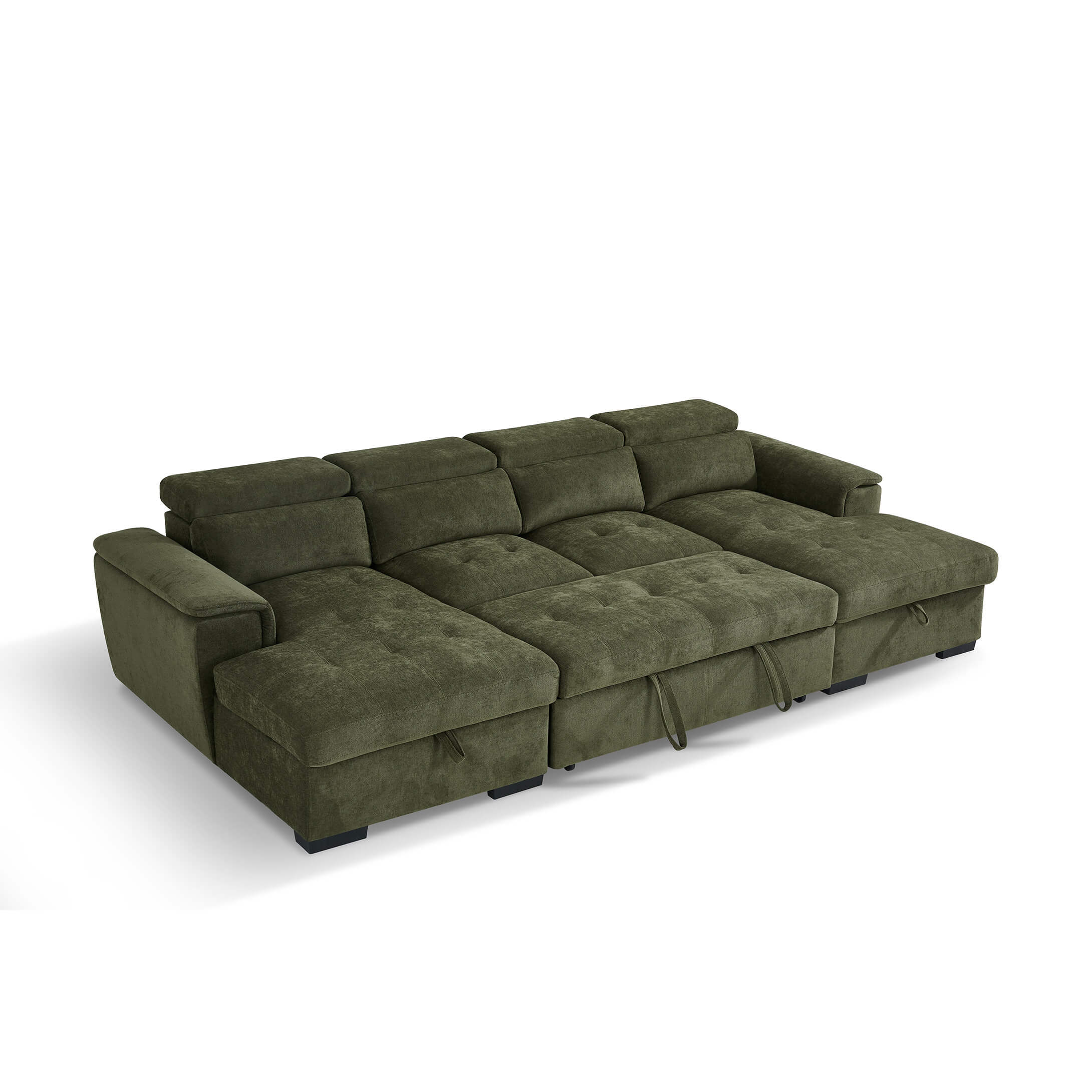 Alaya Green U Shape Corner Sofa Bed