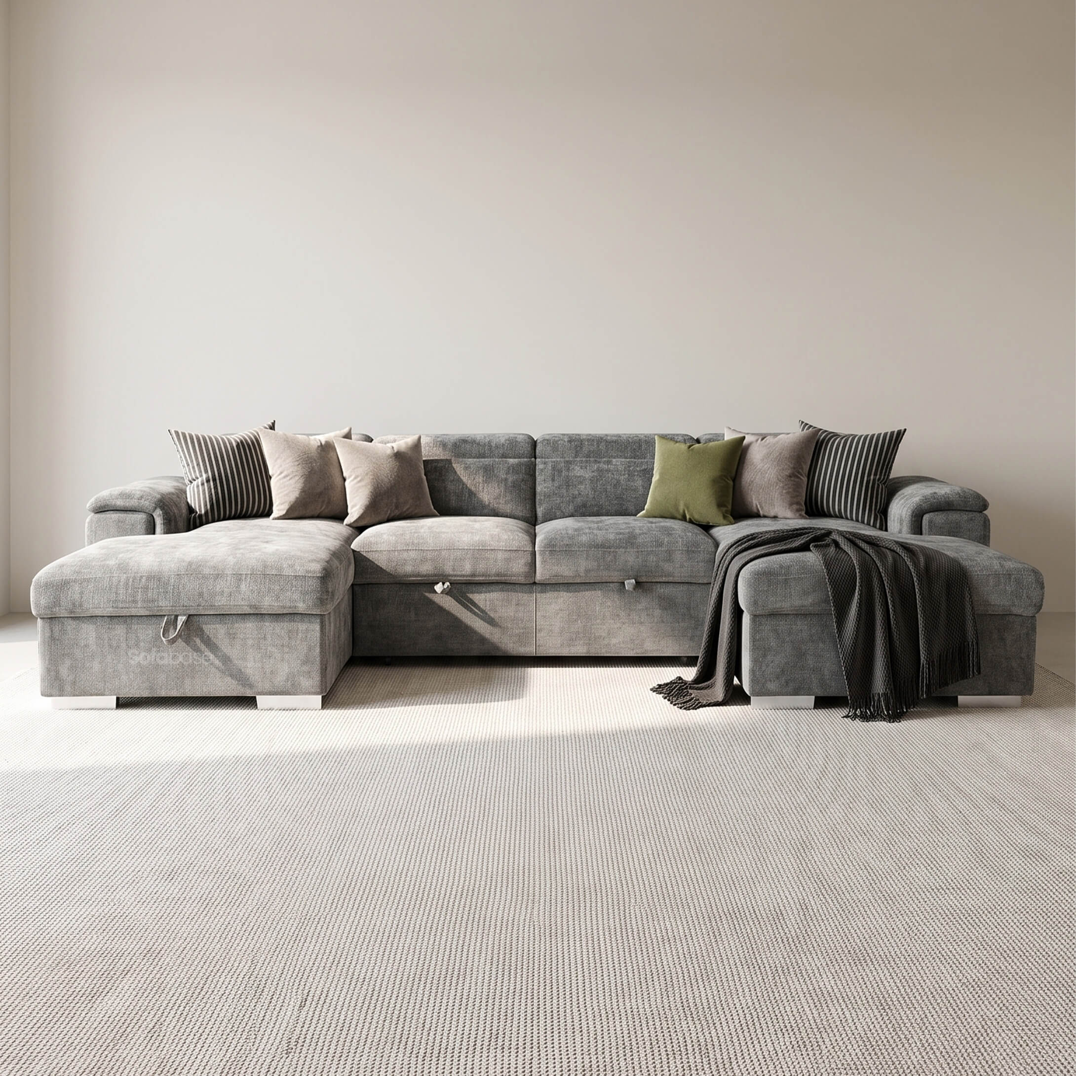 Alaya Grey U Shape Corner Sofa Bed