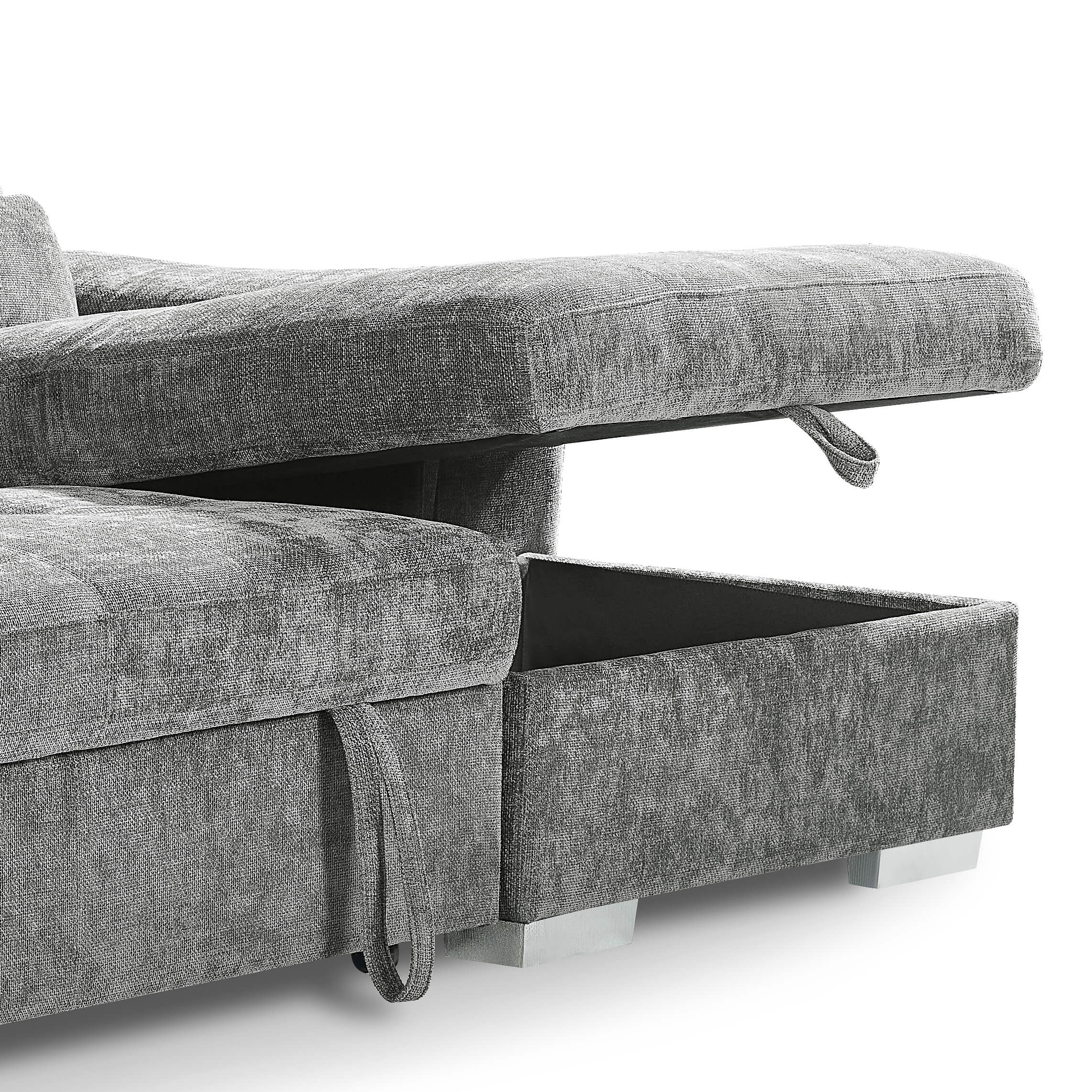Alaya Grey U Shape Corner Sofa Bed