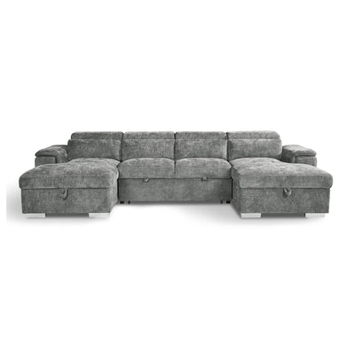 Alaya Grey U Shape Corner Sofa Bed