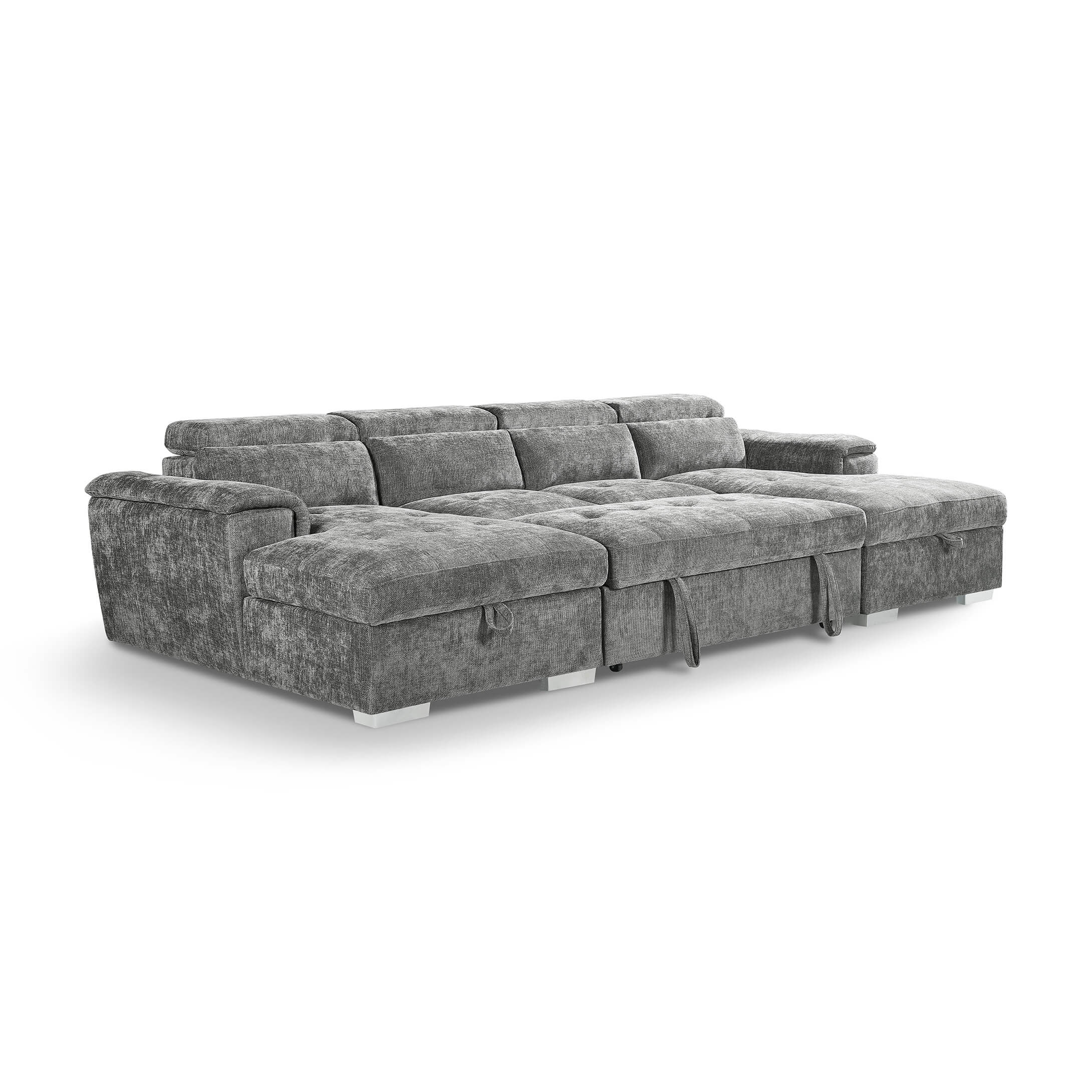 Alaya Grey U Shape Corner Sofa Bed