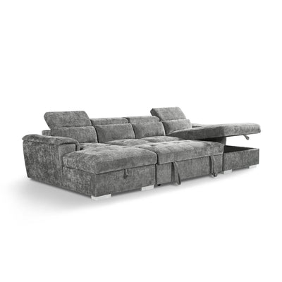 Alaya Grey U Shape Corner Sofa Bed