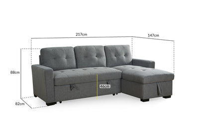 Alven Grey Corner Sofa Bed