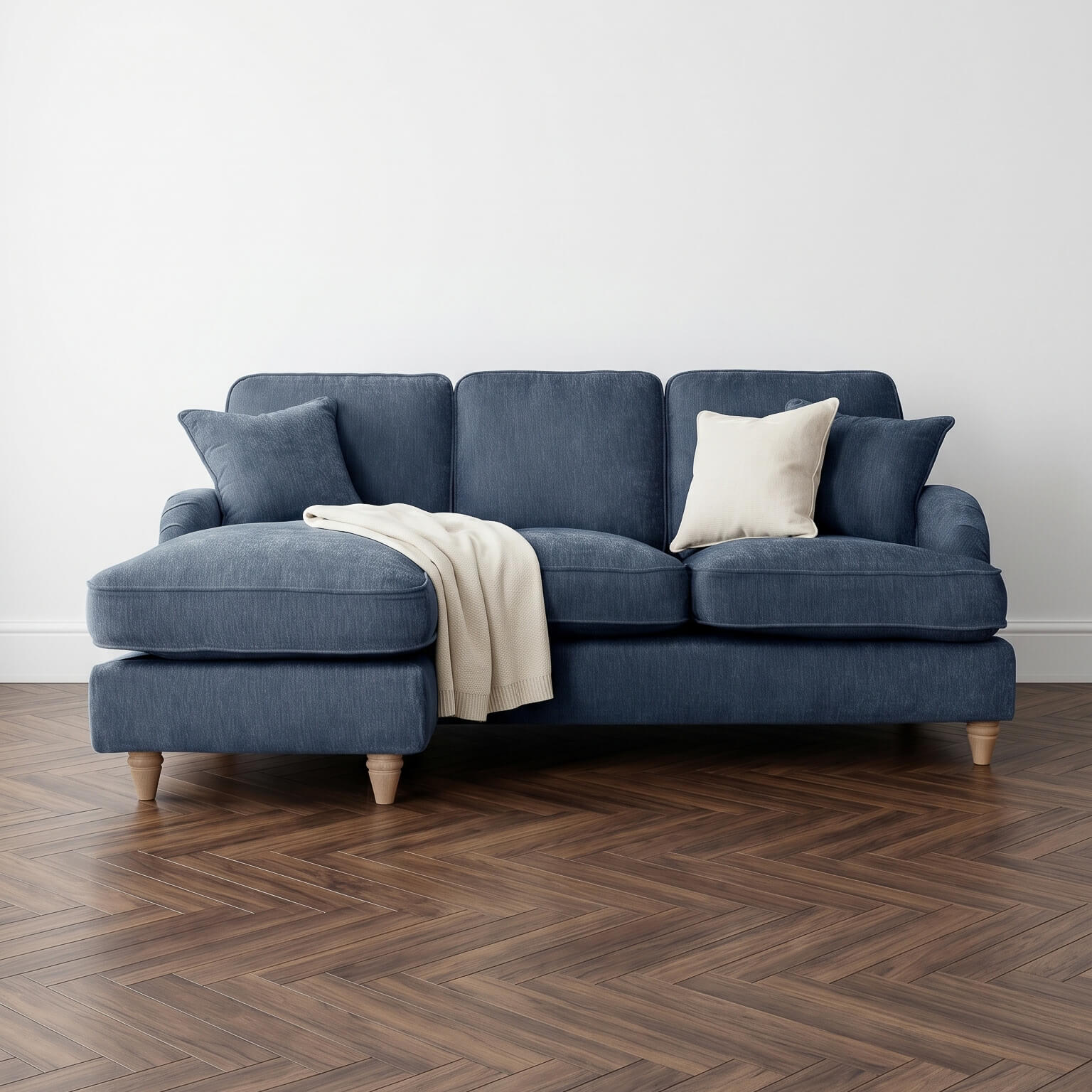 Anika Blue Left Chaise Corner Sofa