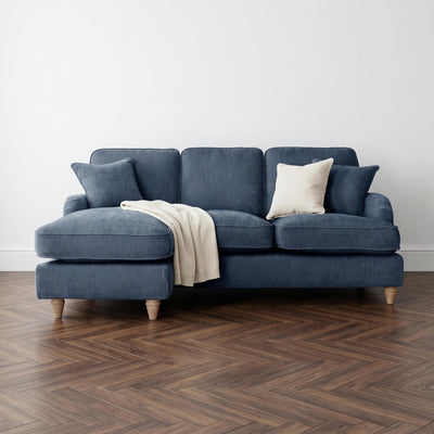 Anika Blue Left Chaise Corner Sofa