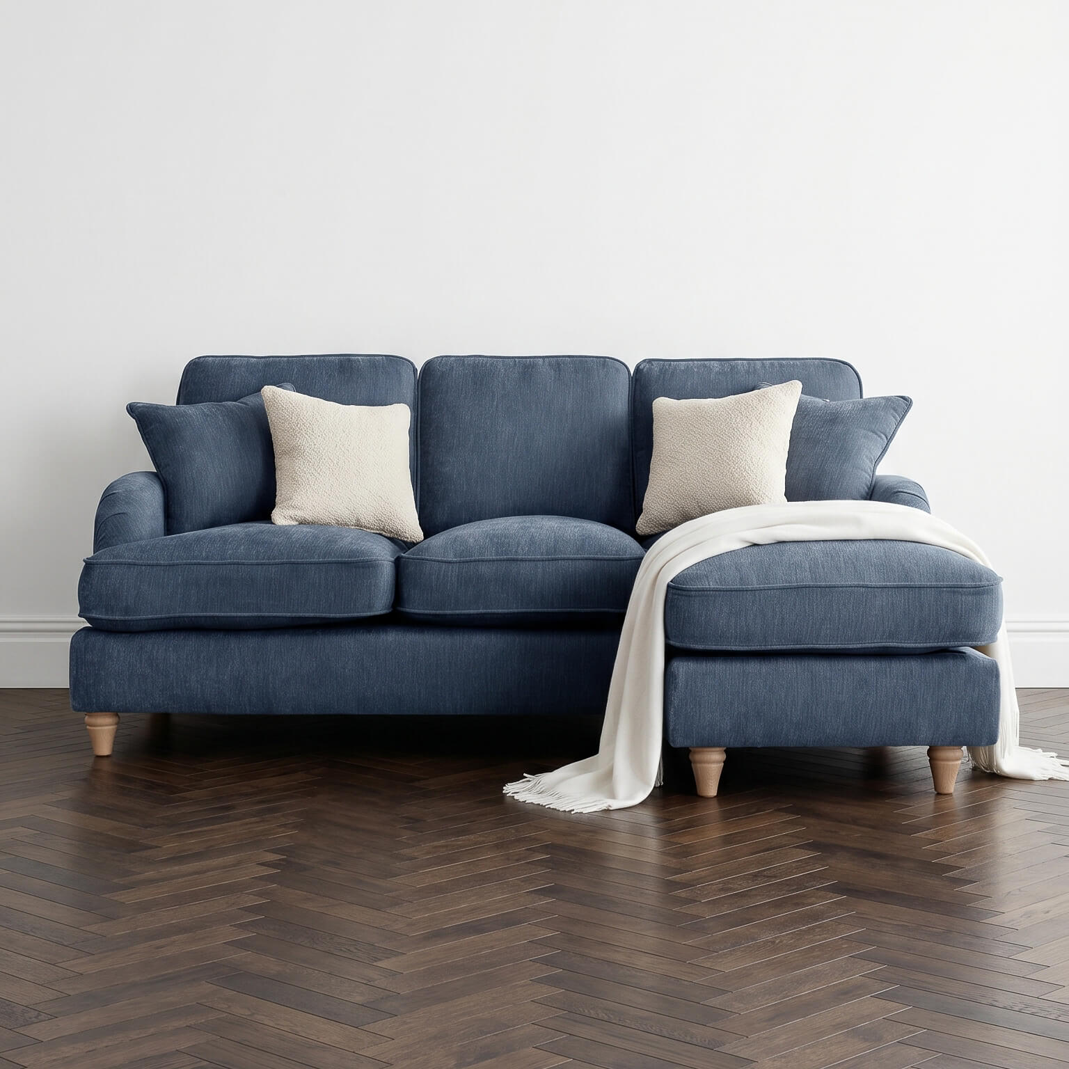 Anika Blue Right Chaise Corner Sofa