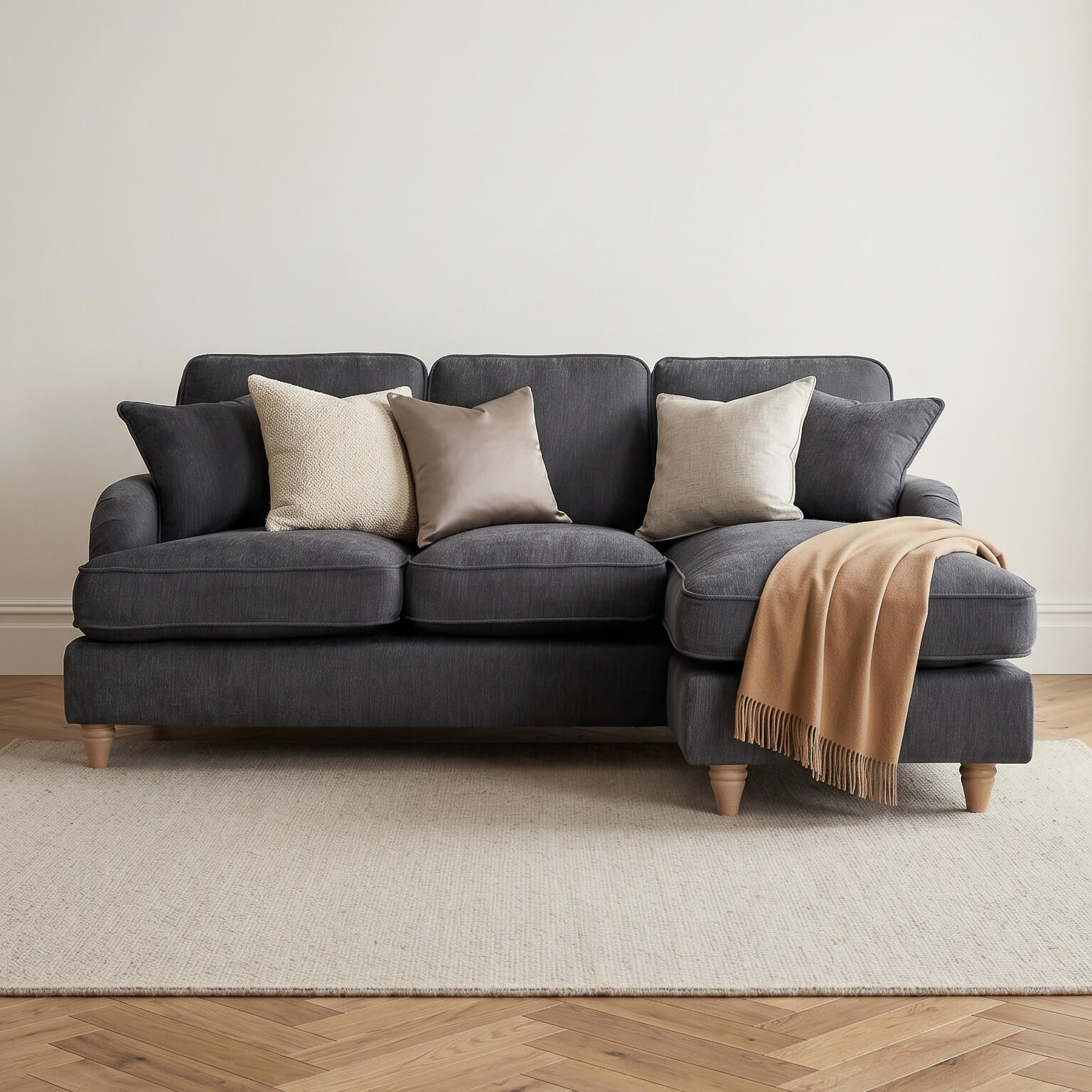 Anika Grey Right Chaise Corner Sofa