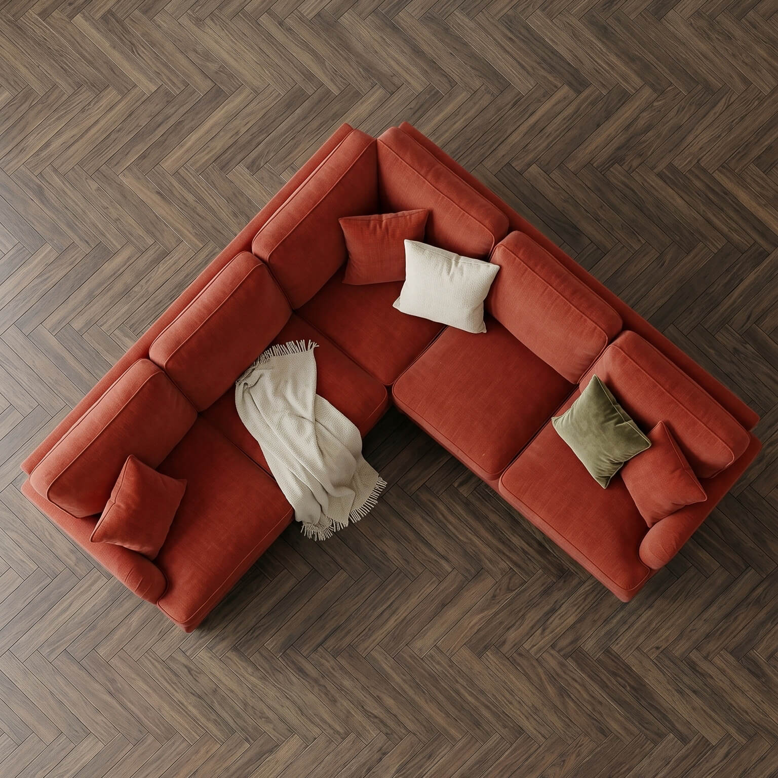 Anika Red Double Corner Sofa