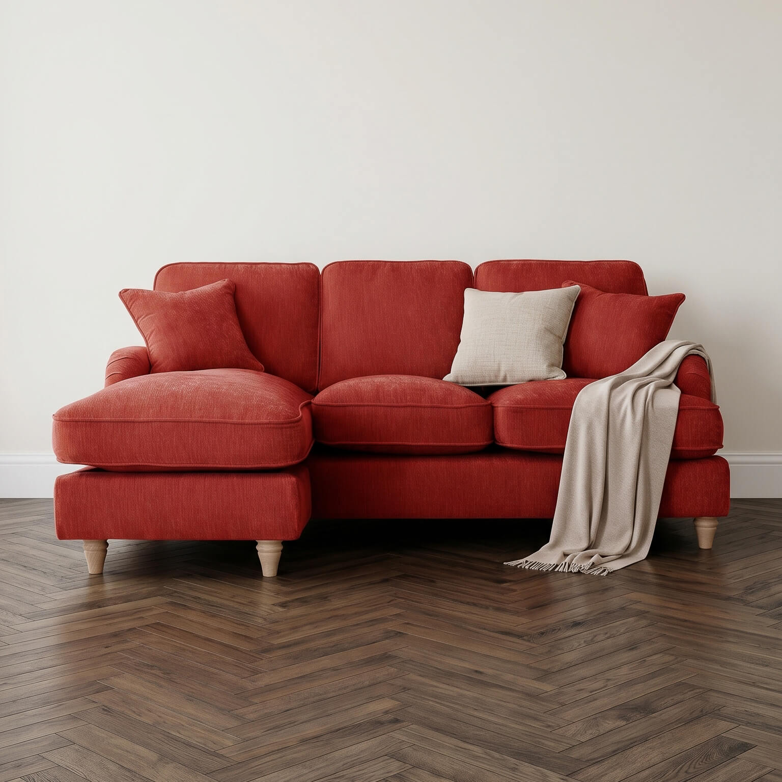 Anika Red Left Chaise Corner Sofa