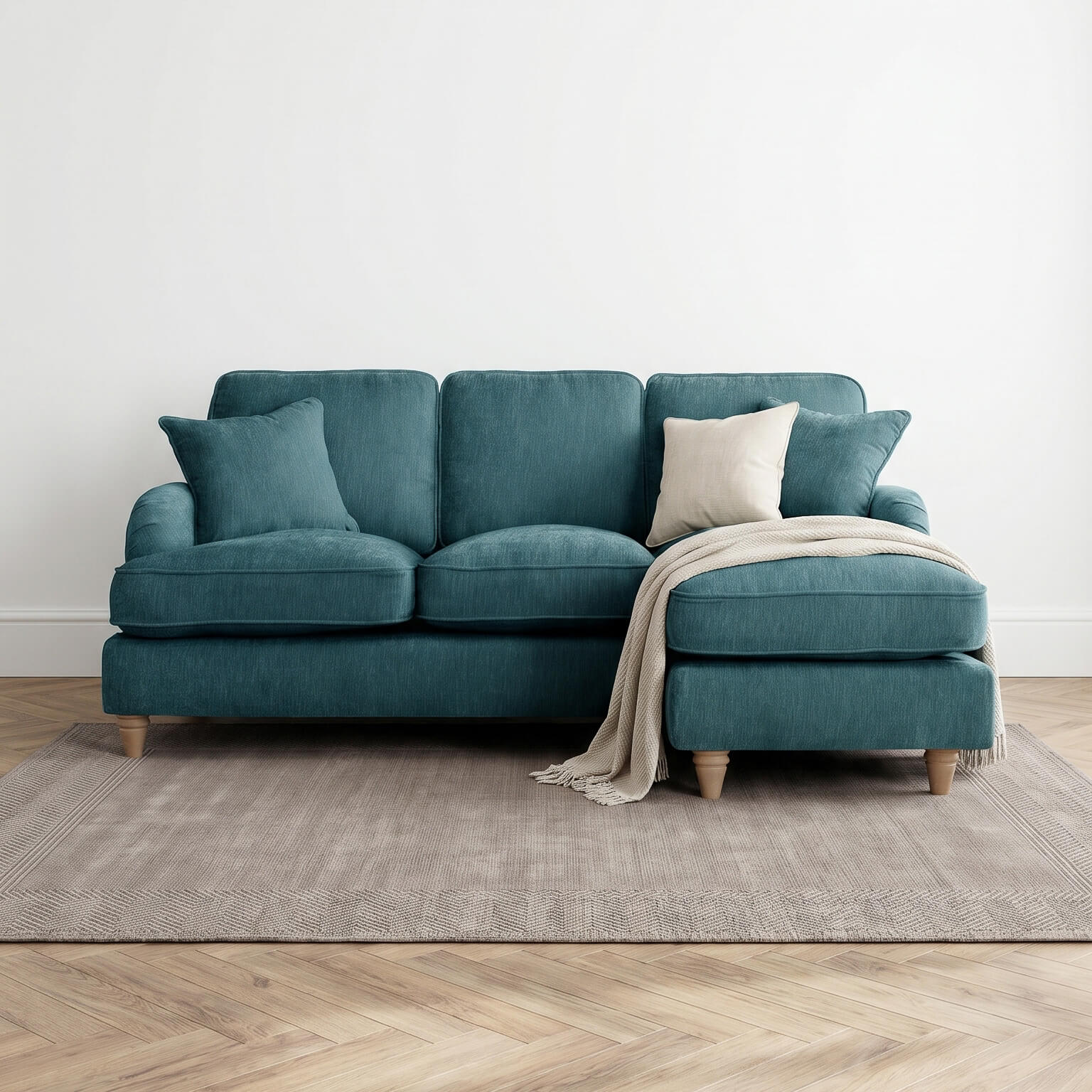 Anika Teal Right Chaise Corner Sofa