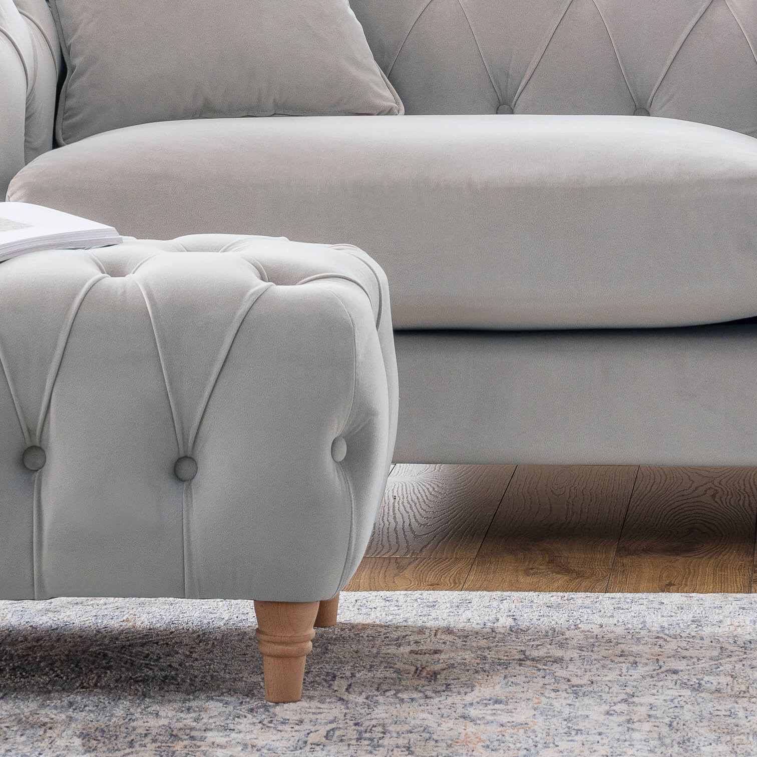 Ashby Grey Chesterfield Footstool