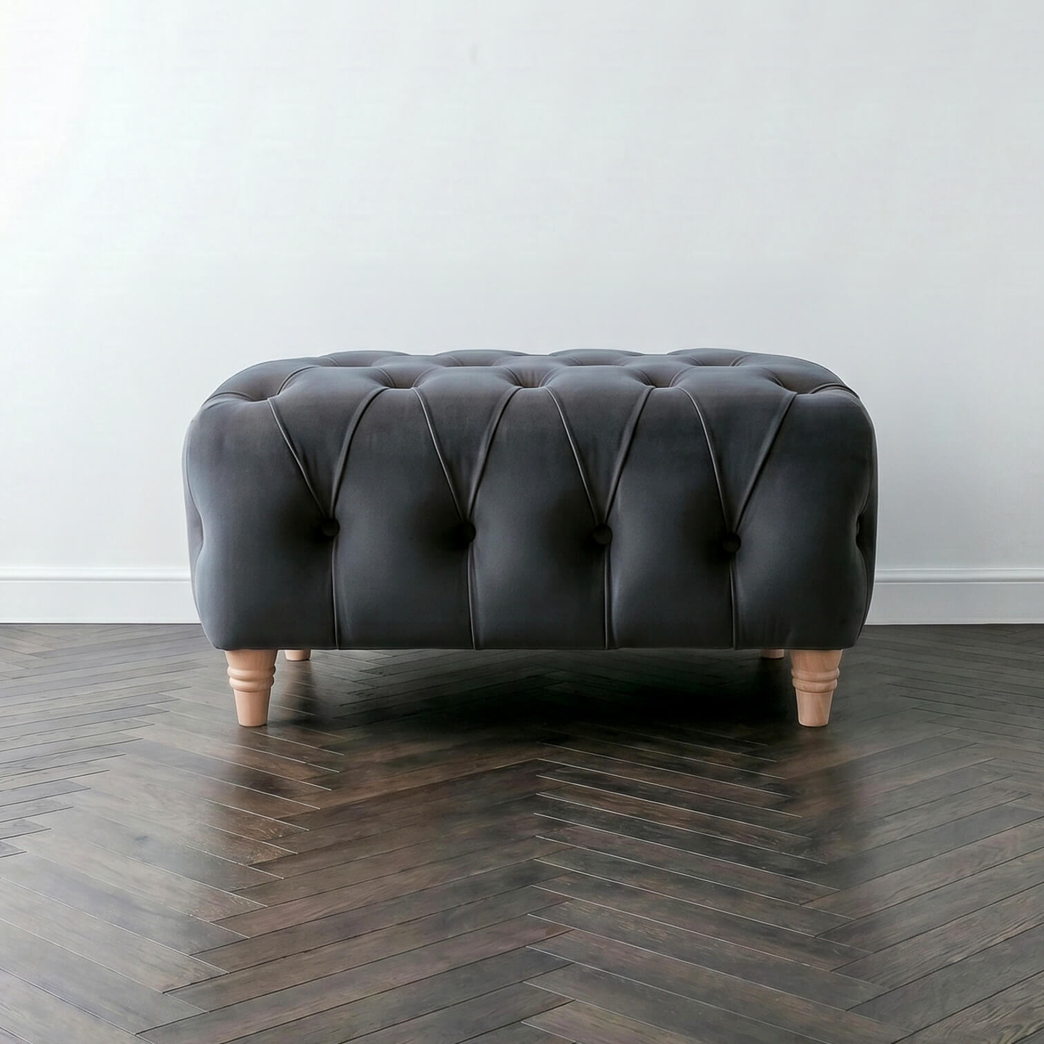 Ashby Blue Chesterfield Footstool