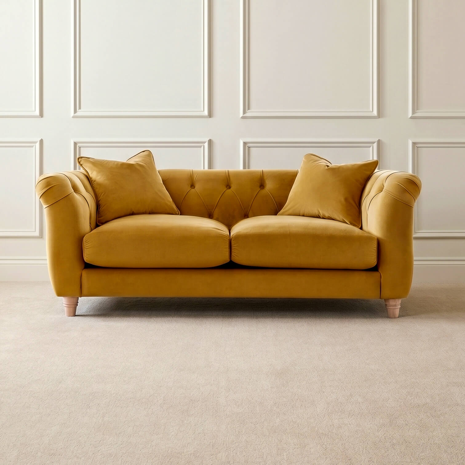 Ashby Yellow Chesterfield 2 Seater Sofa