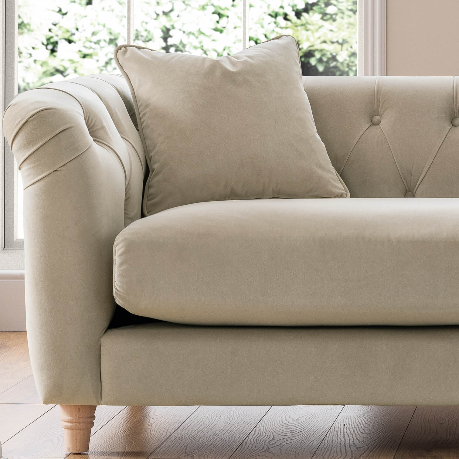 Ashby Beige Chesterfield 3 Seater Sofa
