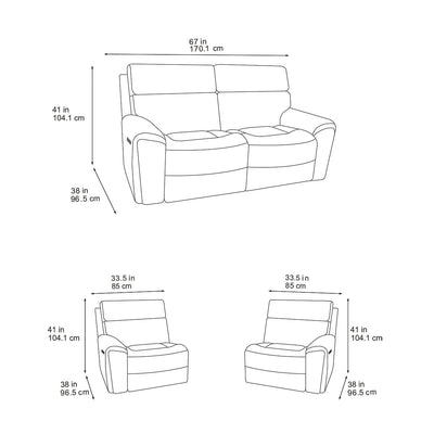 Atlanta Black 2 Seater Power Recliner
