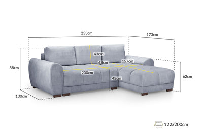 Avoro Grey Corner Sofa Bed