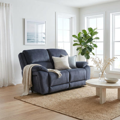 Belagio Blue 2 Seater Power Recliner Sofa