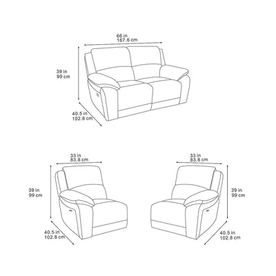 Belagio Blue 2 Seater Power Recliner Sofa