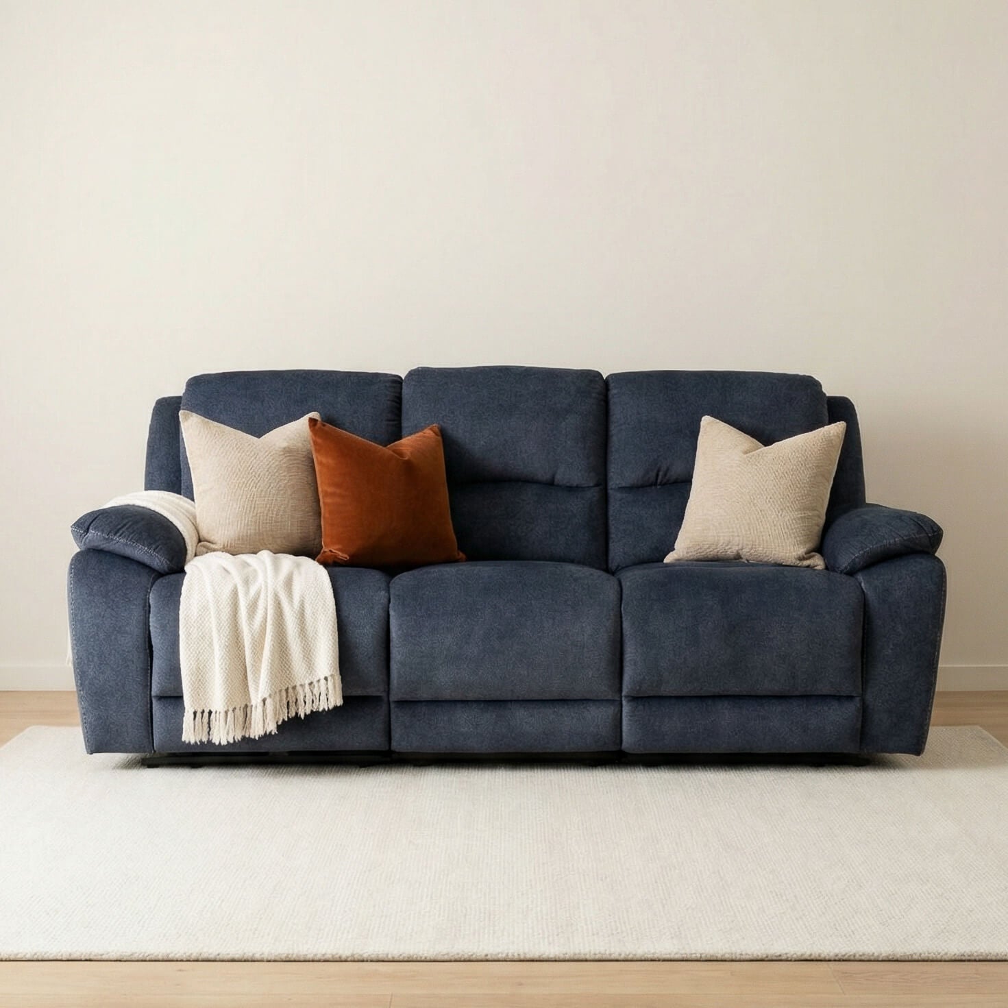 Belagio Blue 3 Seater Power Recliner Sofa