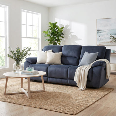 Belagio Blue 3 Seater Power Recliner Sofa