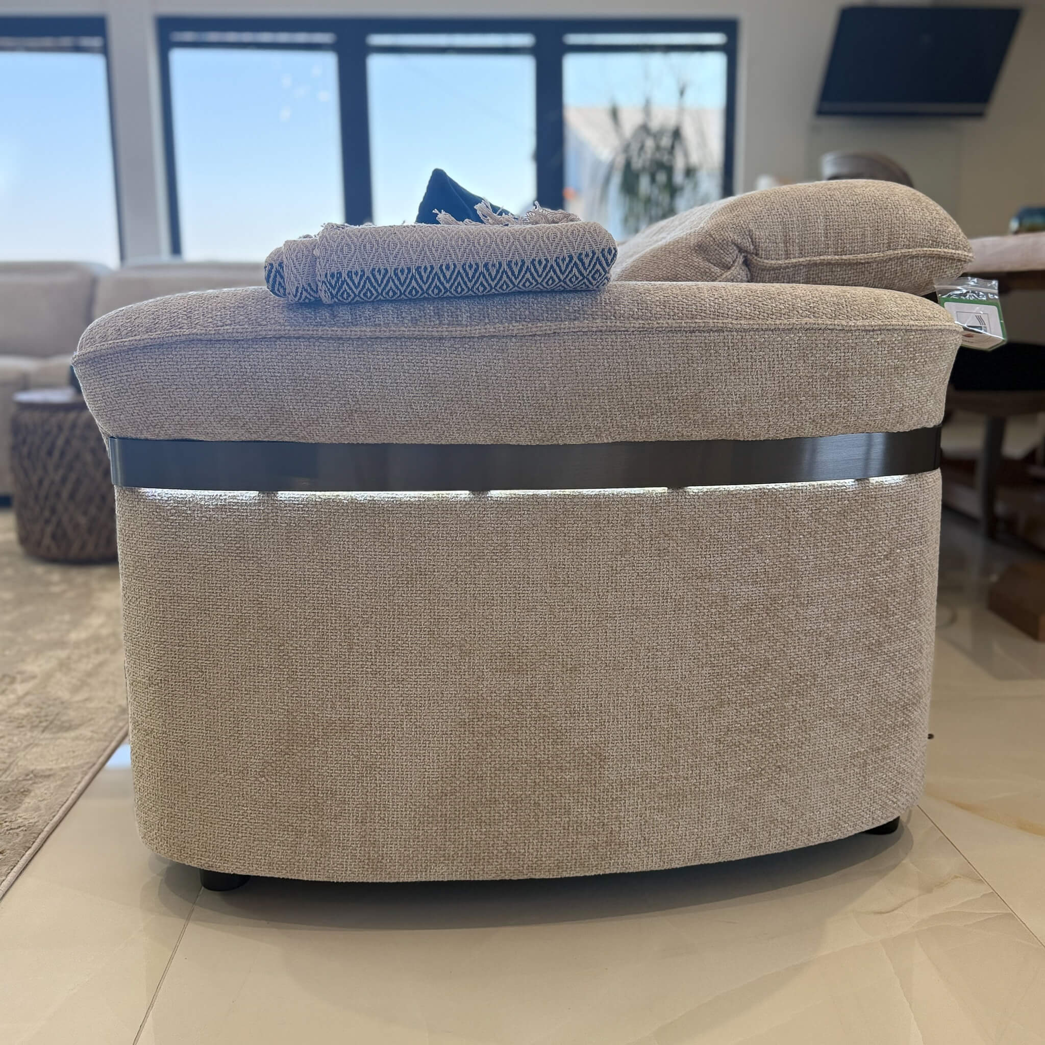 Bicester Beige Power Corner Recliner Sofa with Console