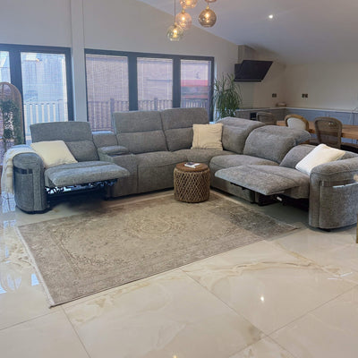 Bicester Grey Power Corner Recliner Sofa with Console