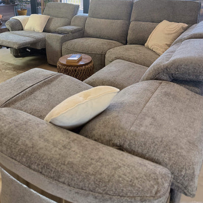 Bicester Grey Power Corner Recliner Sofa with Console