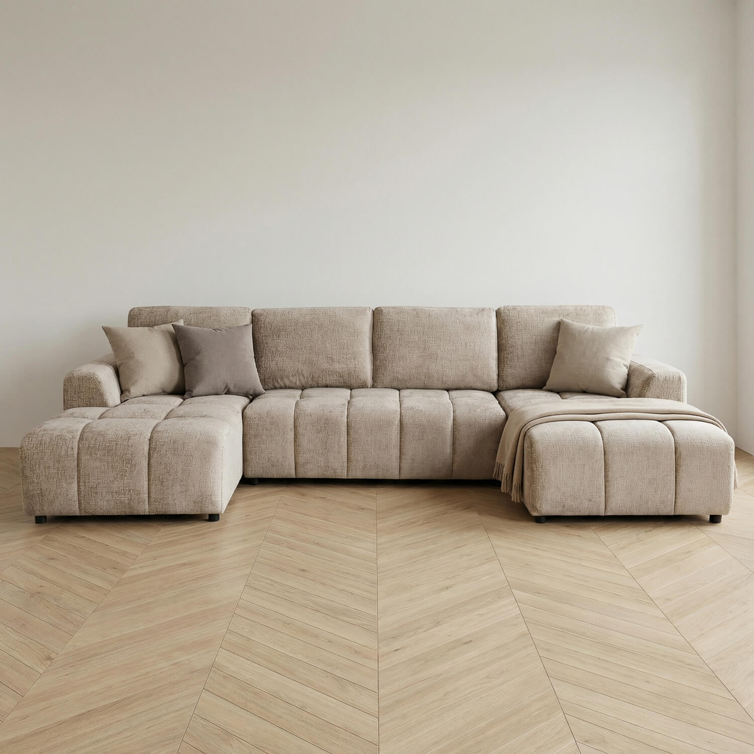 Bromley Beige U Shape Corner Sofa