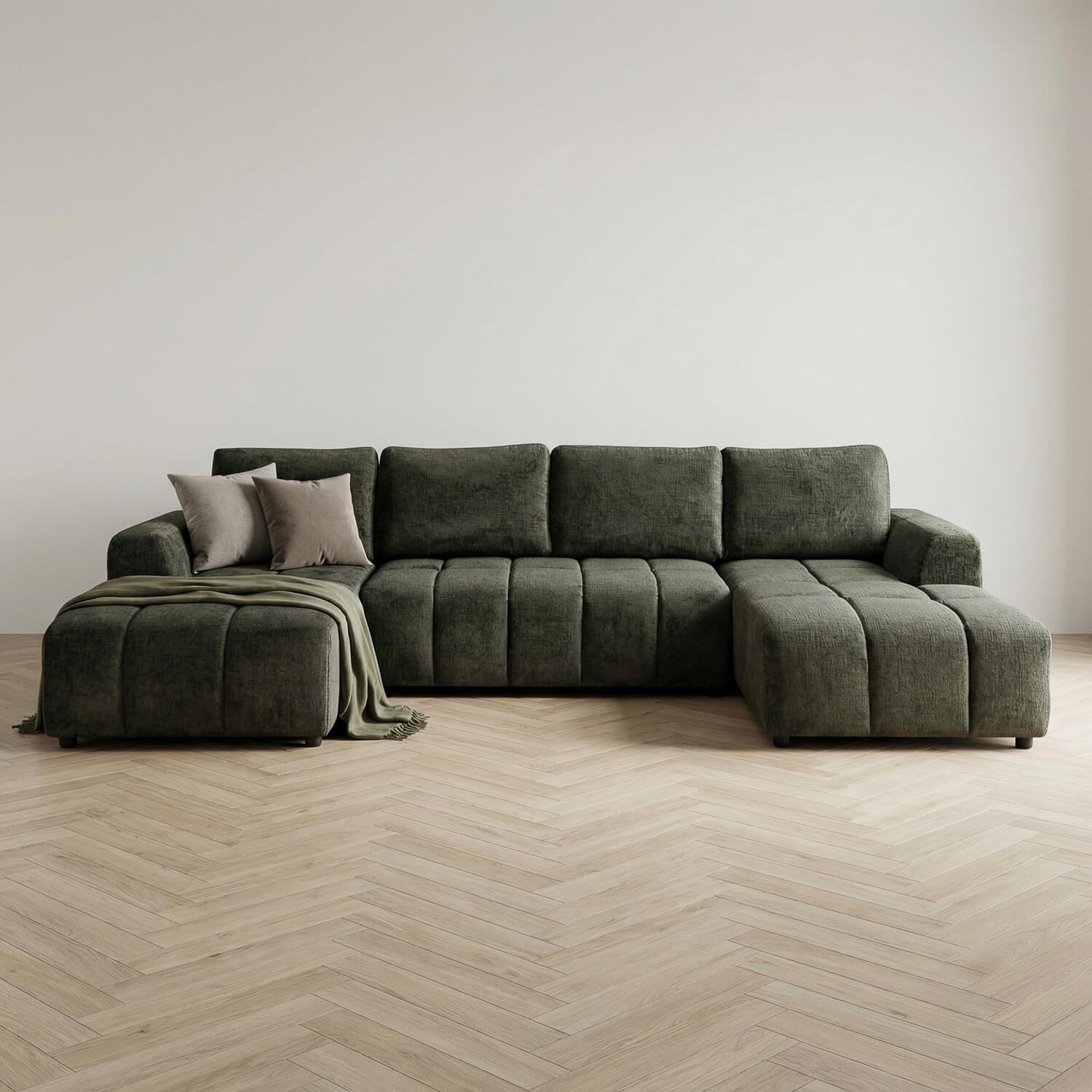 Bromley Green U Shape Corner Sofa