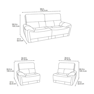 Cairo Black 2 Seater Power Recliner Sofa