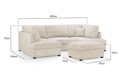 Carmelle Boucle Beige U Shape Corner Sofa