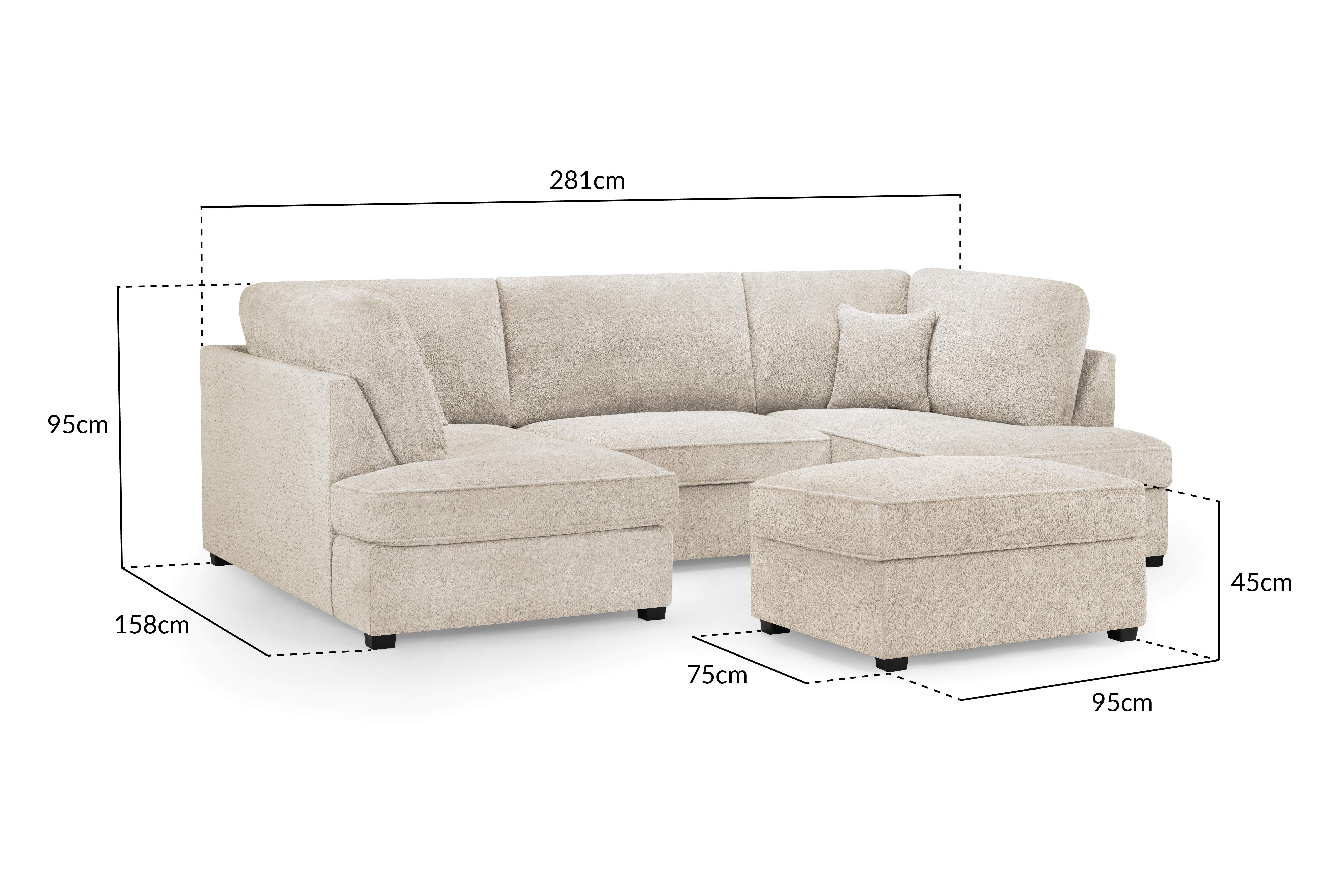 Carmelle Boucle Beige U Shape Corner Sofa