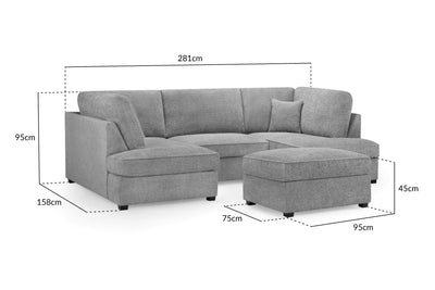 Carmelle Boucle Grey U Shape Corner Sofa