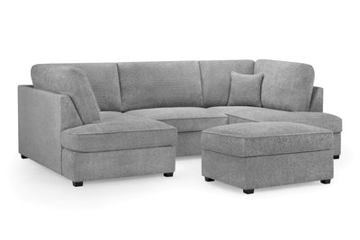 Carmelle Boucle Grey U Shape Corner Sofa