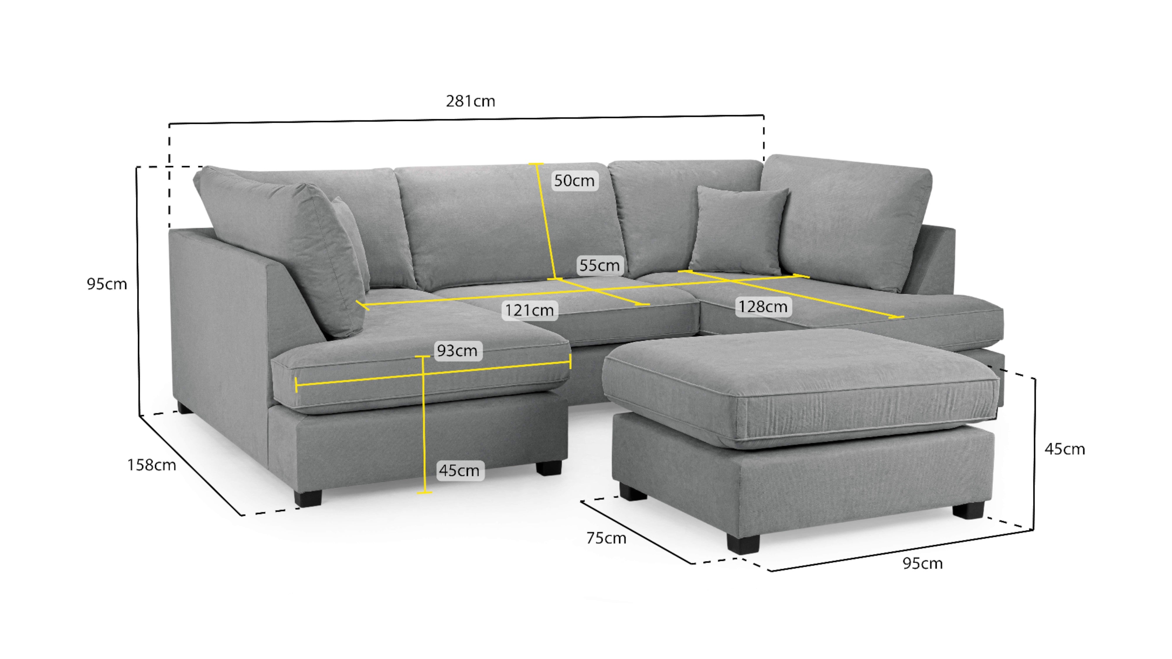 Carmelle Grey U Shape Corner Sofa