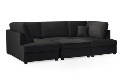 Carmelle Velvet Black U Shape Corner Sofa