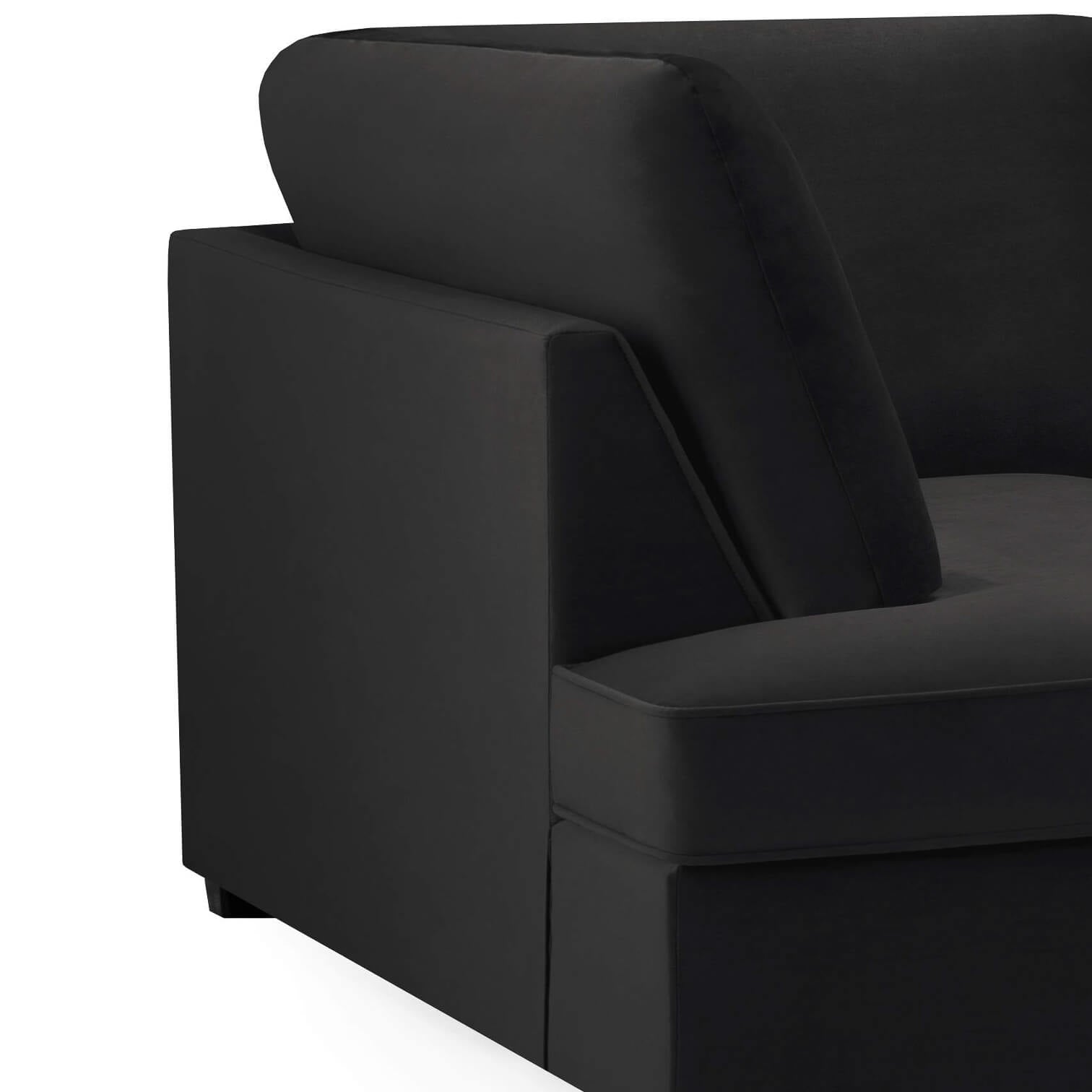 Carmelle Velvet Black U Shape Corner Sofa