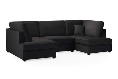 Carmelle Velvet Black U Shape Corner Sofa